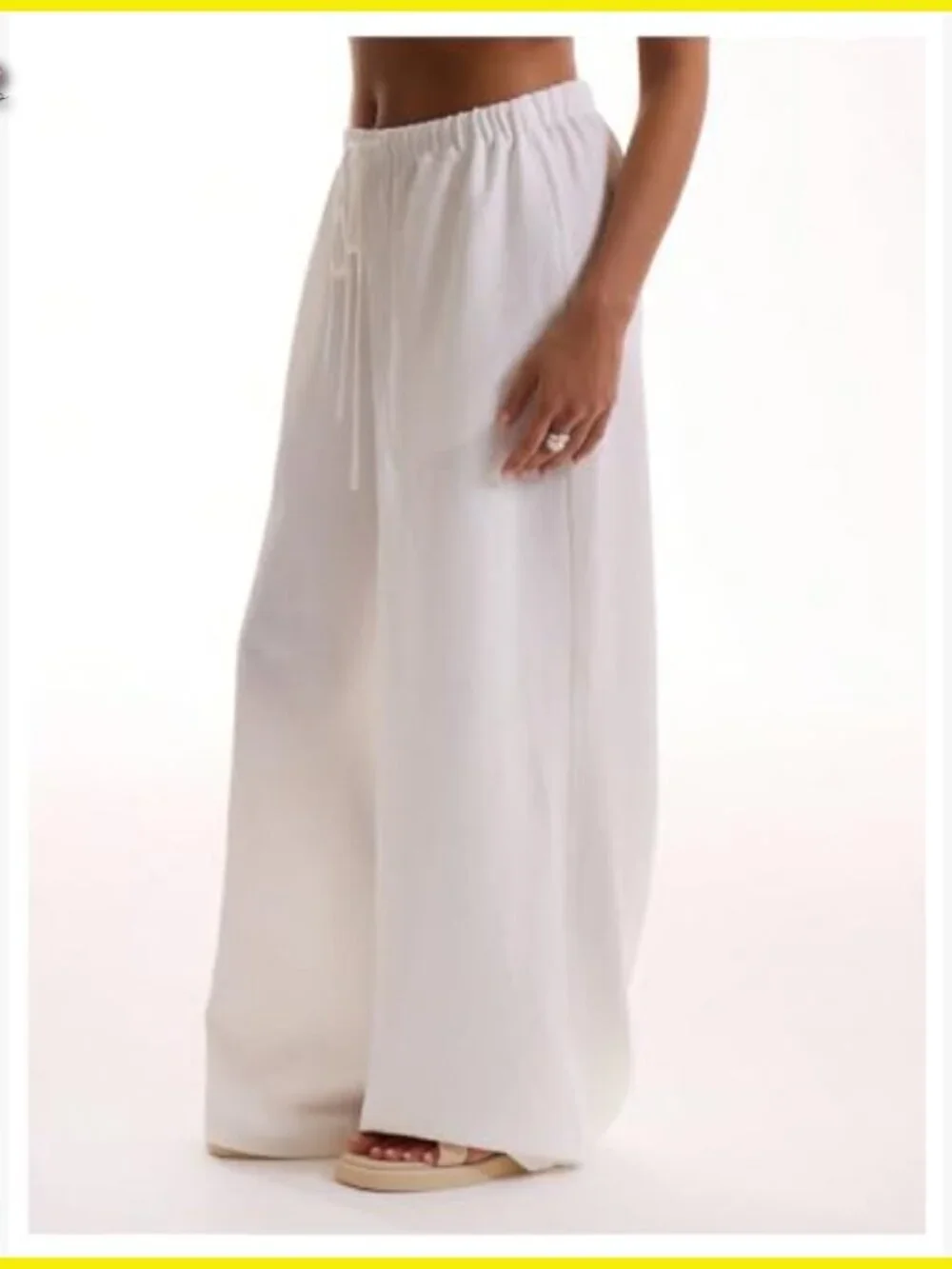 Linen Wide Leg Palazzo Pants Beach Coverup Loose Fit Summer Vacation Outfit